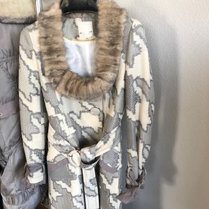 McGinn Mink lined Houndstooth Ruffle detail & Belt